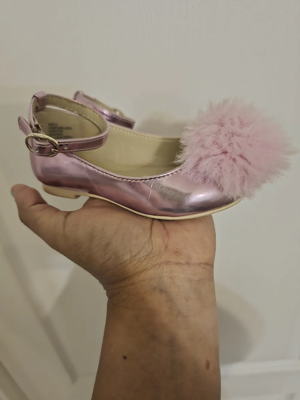 Janie and Jack Pink Metallic Pom Pom Dress Shoes